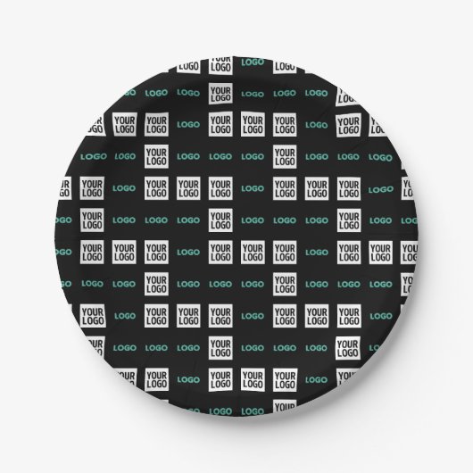 Ihr Logo oder Bild | Zig Zag Muster mit zwei Bilde Pappteller (Vorderseite)