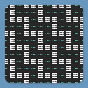 Ihr Logo oder Bild   Zig Zag Muster mit zwei Bilde Quadratischer Aufkleber