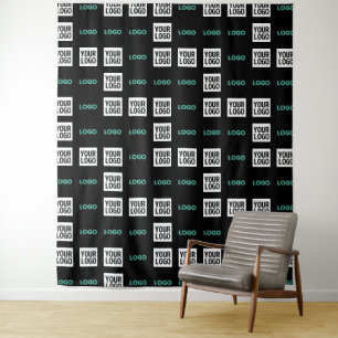 Ihr Logo oder Bild   Zig Zag Muster mit zwei Bilde Wandteppich