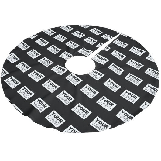 Ihr Logo oder Design | Bearbeitbarer Farbhintergru Polyester Weihnachtsbaumdecke (Schrägansicht)