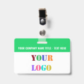 Ihr Logo oder Foto und QR-Code Firmen Namensschild Ausweis (Vorderseite mit Clip)