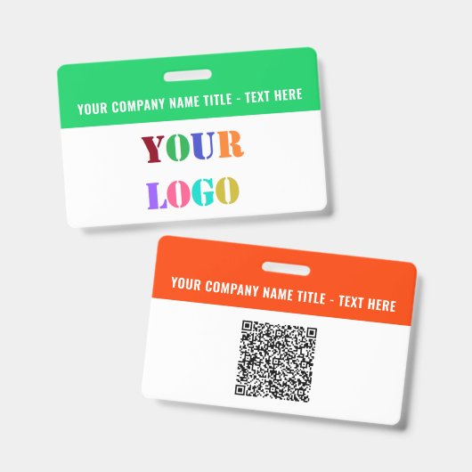 Ihr Logo oder Foto und QR-Code Firmen Namensschild Ausweis (Vorder- & Rückseite)