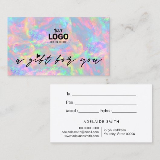 Ihr Logo Pastel Opal Texture Geschenkgutschein Visitenkarte (Vorne/Hinten)