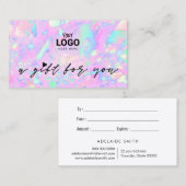 Ihr Logo pink opal inspiriert Geschenkgutschein Visitenkarte (Vorne/Hinten)