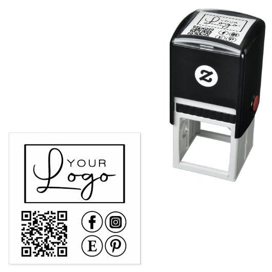Ihr Logo QR Code Custom Social Media Business Permastempel (Beispiel)