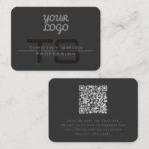 Ihr Logo & QR-Code Modern Elegant Dunkelgrau Visitenkarte