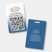 Ihr Logo, QR-Code, Name und Titel Blue Gradient Ausweis (Vorder- & Rückseite)