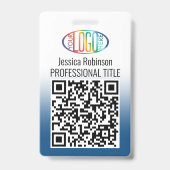 Ihr Logo, QR-Code, Name und Titel Blue Gradient Ausweis (Vorderseite)