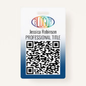 Ihr Logo, QR-Code, Name und Titel Blue Gradient Ausweis (Vorderseite)