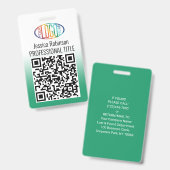 Ihr Logo, QR-Code, Name und Titel Grüne Farbe Ausweis (Vorder- & Rückseite)