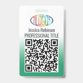 Ihr Logo, QR-Code, Name und Titel Grüne Farbe Ausweis (Vorderseite)