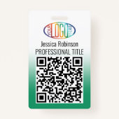 Ihr Logo, QR-Code, Name und Titel Grüne Farbe Ausweis (Vorderseite)