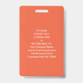 Ihr Logo, QR-Code, Name und Titel Orange Farbstoff Ausweis (Rückseite)