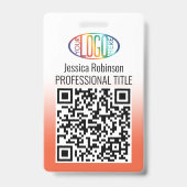 Ihr Logo, QR-Code, Name und Titel Orange Farbstoff Ausweis (Vorderseite)