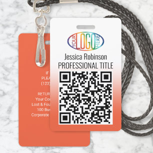 Ihr Logo, QR-Code, Name und Titel Orangefarbener G Ausweis