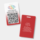 Ihr Logo, QR-Code, Name und Titel Roter Farbton Ausweis (Vorder- & Rückseite)