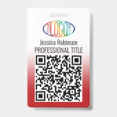 Ihr Logo, QR-Code, Name und Titel Roter Farbton Ausweis (Vorderseite)