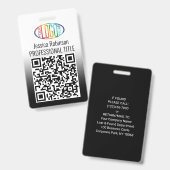 Ihr Logo, QR-Code, Name und Titel Schwarze Farbe Ausweis (Vorder- & Rückseite)