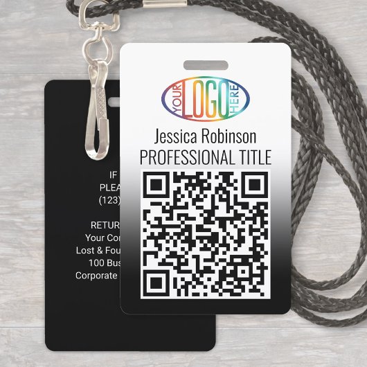 Ihr Logo, QR-Code, Name und Titel Schwarze Farbe Ausweis