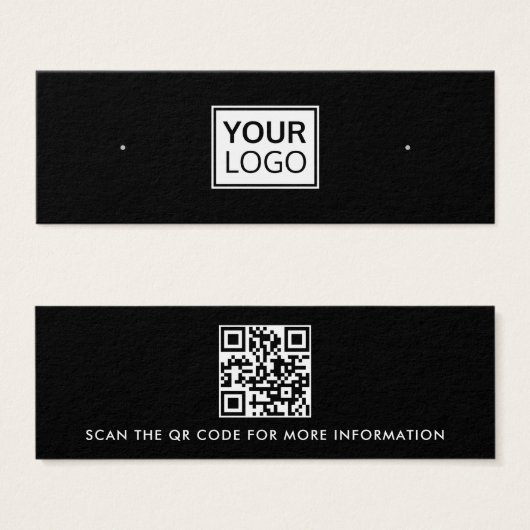 Ihr Logo QR Code schwarze Ohrring-Display-Karte (Vorne & Hinten)