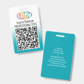 Ihr Logo, QR, Name und Titel Aquamarin Blue Gradie Ausweis (Vorder- & Rückseite)