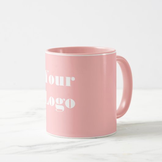 Ihr Logo rosa weiß Tasse (VorderseiteRechts)