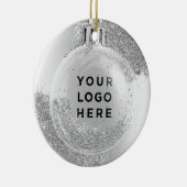 Ihr Logo Silver Glitzer Tropfen Weihnachtsball Keramik Ornament (Rechts)