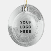 Ihr Logo Silver Glitzer Tropfen Weihnachtsball Keramik Ornament (Links)