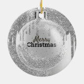 Ihr Logo Silver Glitzer Tropfen Weihnachtsball Keramik Ornament (Hinten)