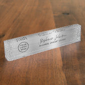 Ihr Logo Silver Metallic Glitzer Boss Lady Desk N Namensplakette (Seite)
