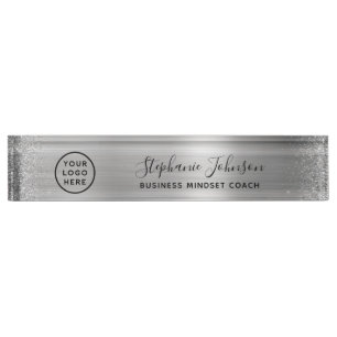 Ihr Logo Silver Metallic Glitzer Boss Lady Desk N Namensplakette