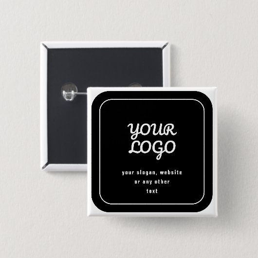 Ihr Logo & Slogan oder anderer Text | Schwarz & We Button (Vorne & Hinten)