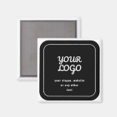 Ihr Logo & Slogan oder anderer Text | Schwarz & We Magnet (Vorderseite/Rückseite)