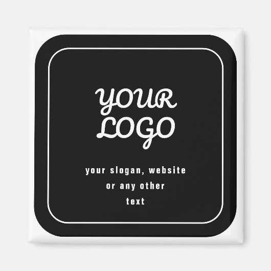 Ihr Logo & Slogan oder anderer Text | Schwarz & We Magnet (Vorne)