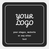 Ihr Logo & Slogan oder anderer Text | Schwarz & We Quadratischer Aufkleber (Vorderseite)