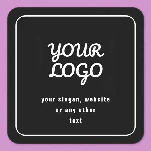 Ihr Logo & Slogan oder anderer Text | Schwarz & We Quadratischer Aufkleber