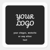 Ihr Logo & Slogan oder anderer Text | Schwarz & We Quadratischer Aufkleber (Vorderseite)