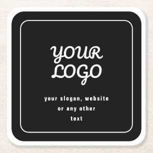 Ihr Logo & Slogan oder anderer Text Schwarz & We Rechteckiger Pappuntersetzer