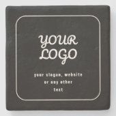 Ihr Logo & Slogan oder anderer Text | Schwarz & We Steinuntersetzer (Vorderseite)