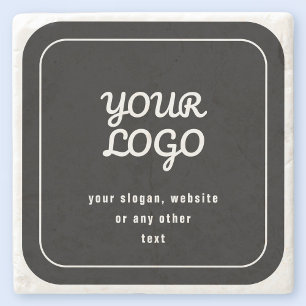 Ihr Logo & Slogan oder anderer Text Schwarz & We Steinuntersetzer