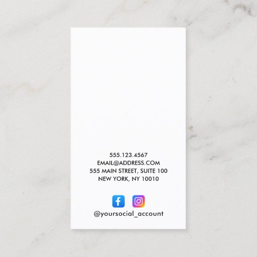 Ihr Logo Social Media Minimal Preis-Label DIY Visitenkarte (Rückseite)