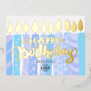 Ihr Logo Spaß Blue Candles Business Happy Birthday Folien Feiertagspostkarte