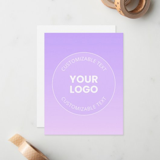 Ihr Logo | Subtile Lavender Ombre Gradient Mitteilungskarte (Vorderseite/Rückseite Beispiel)