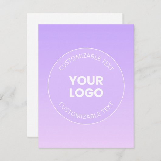 Ihr Logo | Subtile Lavender Ombre Gradient Mitteilungskarte (Vorne/Hinten)