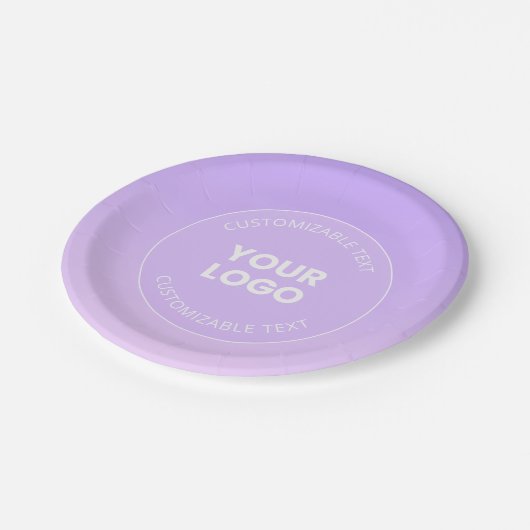 Ihr Logo | Subtile Lavender Ombre Gradient Pappteller (Schrägansicht)