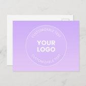 Ihr Logo | Subtile Lavender Ombre Gradient Postkarte (Vorne/Hinten)