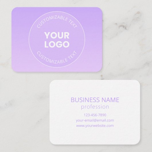 Ihr Logo | Subtile Lavender Ombre Gradient Visitenkarte (Vorne/Hinten)