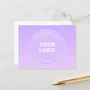 Ihr Logo   Subtiler Lavendel-Ombre-Verlauf Postkarte
