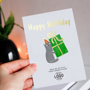 Ihr Logo Süße Katze Grün Geschenk Geschäft Geburts Folieneinladung
