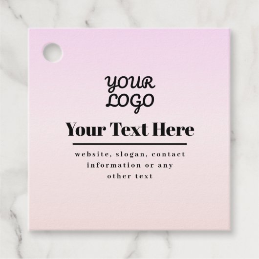 Ihr Logo & Text | Pink & Peach Ombre Geschenkanhänger (Vorderseite)
